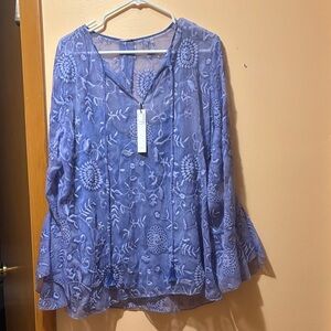 Elie Tahari Lavender Embroidered Blouse